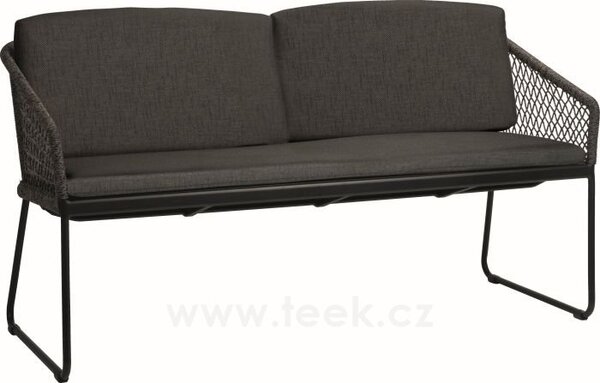 Stern Jídelní 2-místná lavice Odea, Stern, 158x66x88 cm, rám lakovaný hliník černý (black matt), lankový výplet pepper, sedáky 100% akryl Silk Black
