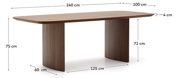 Hnědý jídelní stůl v dekoru ořechu 100x240 cm Litto – Kave Home
