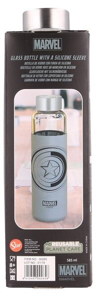 Skleněná lahev se silikonovým rukávem, 585ml, Stor, Marvel