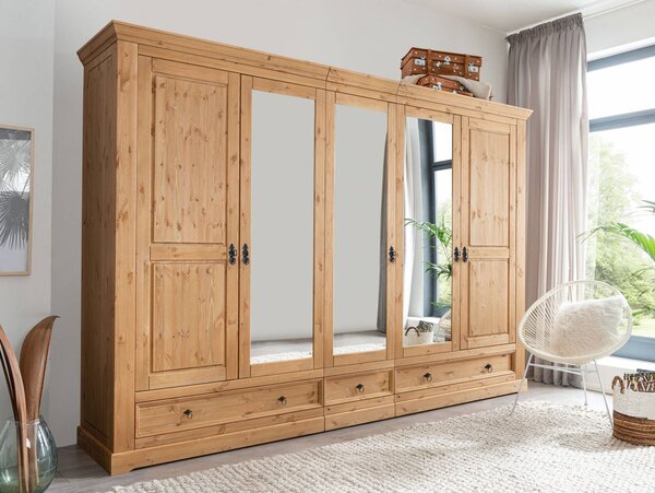 Sob nábytek - Šatní skříň z borovice 310 cm Palmeria - 1013548-GK