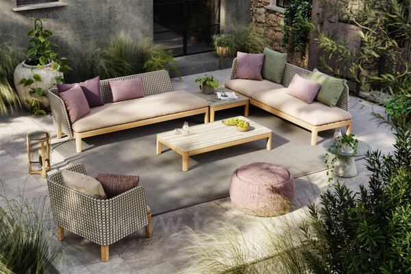 Royal Botania Rám pro modulový díl 2-místný levostranný L2 Calypso Lounge, Royal Botania, 154x82x69 cm, rám teak, bez sedáku a bez polstrování zádové opěrky