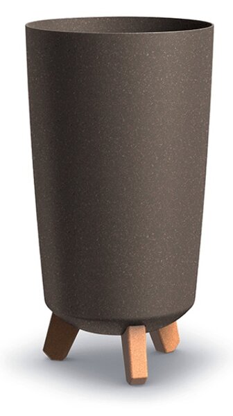 PROSPERPLAST Květináč - GRACIA TUBUS SLIM Eco Wood Průměr: 19,5 cm, Barva: kávová