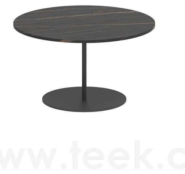Royal Botania Odkládací stolek Butler, Royal Botania, kulatý 60x35 cm, rám nerez anthracite, deska teak