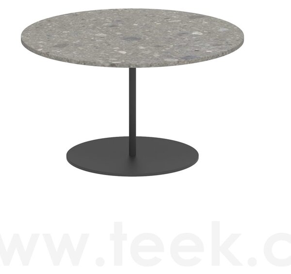 Royal Botania Odkládací stolek Butler, Royal Botania, kulatý 60x35 cm, rám nerez anthracite, deska teak