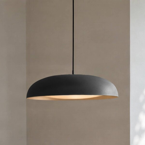 Lindby LED závěsné světlo Florie, černé, kov, Ø 40 cm, Černá, Obývací pokoj / jídelna, kov, Moderní