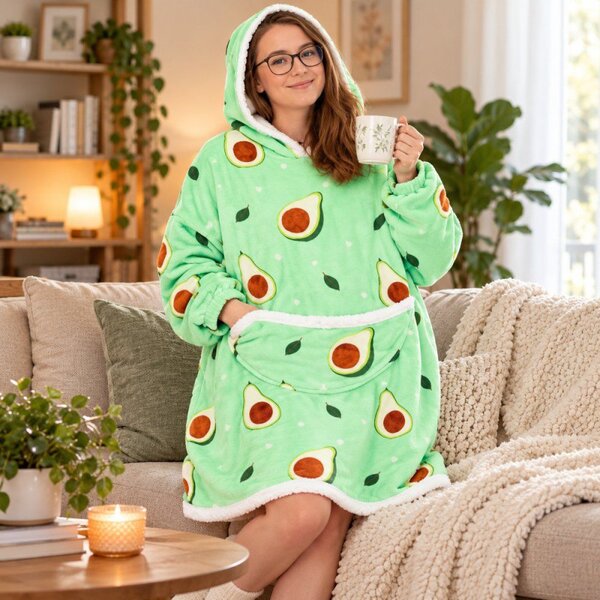 Mikinová deka Oversize s kapucí SPRINGOS HA7571 zelená