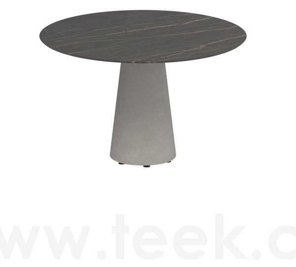 Royal Botania Betonový jídelní stůl Conix, Royal Botania, kulatý 120x75 cm, podnož beton cement grey, deska teak