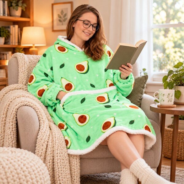 Mikinová deka Oversize s kapucí SPRINGOS HA7571 zelená