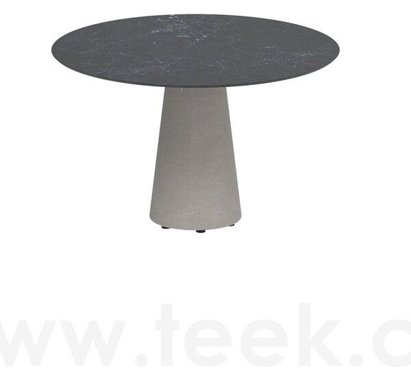Royal Botania Betonový jídelní stůl Conix, Royal Botania, kulatý 120x75 cm, podnož beton cement grey, deska teak
