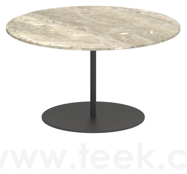 Royal Botania Odkládací stolek Butler, Royal Botania, kulatý 75x42 cm, rám nerez anthracite, deska keramika pearl grey