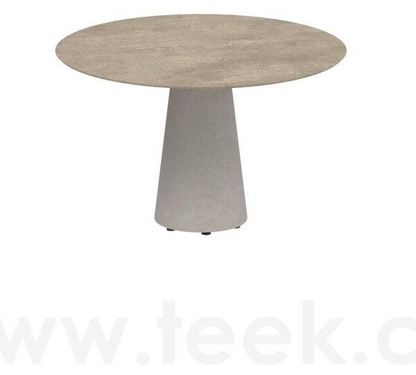 Royal Botania Betonový jídelní stůl Conix, Royal Botania, kulatý 120x75 cm, podnož beton cement grey, deska teak