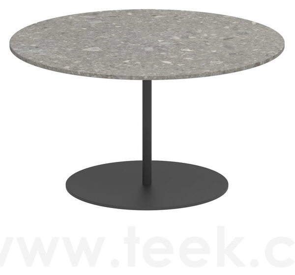 Royal Botania Odkládací stolek Butler, Royal Botania, kulatý 75x42 cm, rám nerez anthracite, deska keramika pearl grey