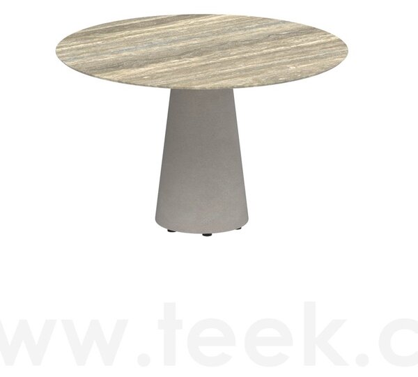 Royal Botania Betonový jídelní stůl Conix, Royal Botania, kulatý 120x75 cm, podnož beton cement grey, deska teak