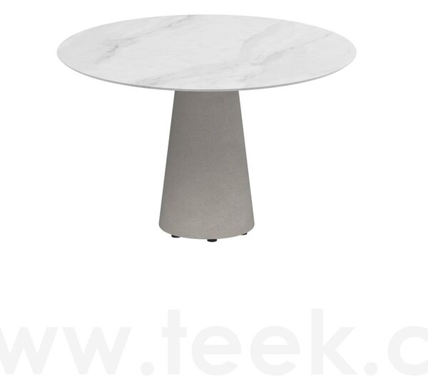 Royal Botania Betonový jídelní stůl Conix, Royal Botania, kulatý 120x75 cm, podnož beton cement grey, deska teak