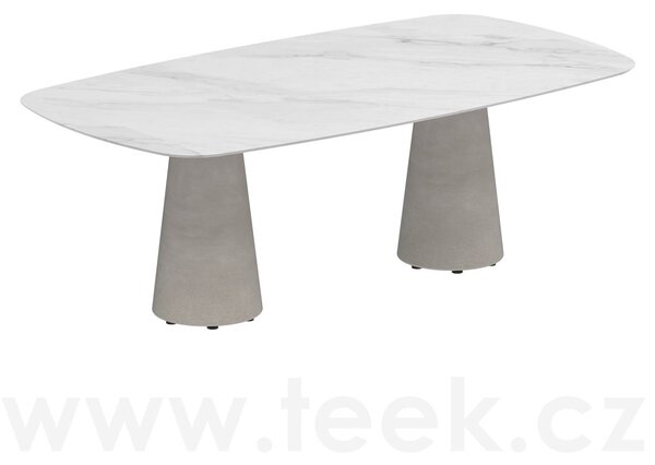 Royal Botania Betonový jídelní stůl Conix, Royal Botania, oválný 220x120x75 cm, podnož beton cement grey, deska keramika bílá