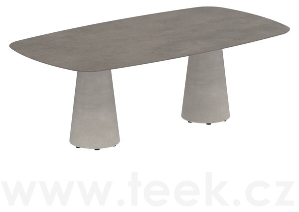 Royal Botania Betonový jídelní stůl Conix, Royal Botania, oválný 220x120x75 cm, podnož beton cement grey, deska keramika bílá
