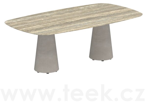 Royal Botania Betonový jídelní stůl Conix, Royal Botania, oválný 220x120x75 cm, podnož beton cement grey, deska keramika bílá