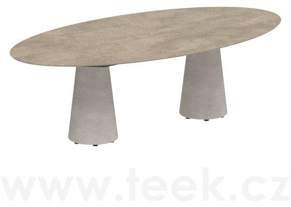 Royal Botania Betonový jídelní stůl Conix, Royal Botania, elipsa 250x130x75 cm, beton cement grey
