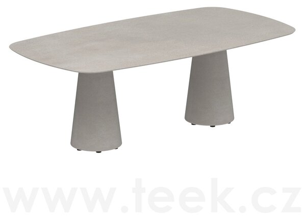 Royal Botania Betonový jídelní stůl Conix, Royal Botania, oválný 220x120x75 cm, podnož beton cement grey, deska keramika bílá