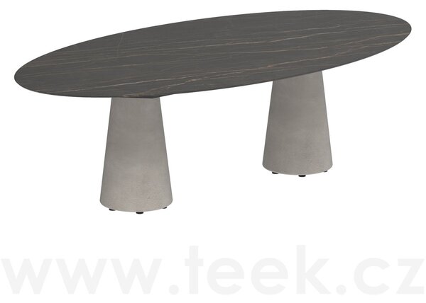 Royal Botania Betonový jídelní stůl Conix, Royal Botania, elipsa 250x130x75 cm, beton cement grey