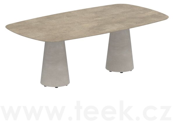 Royal Botania Betonový jídelní stůl Conix, Royal Botania, oválný 220x120x75 cm, podnož beton cement grey, deska keramika bílá