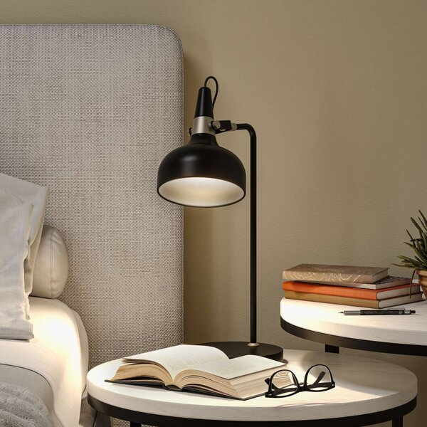 Paulmann Stolní lampa Juna STYLE, černá, výška 51 cm, kov, Černá, Obývací pokoj / jídelna, kov, Moderní