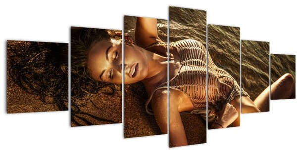 Obraz ženy ležící na pláži (210x100 cm)