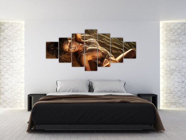 Obraz ženy ležící na pláži (210x100 cm)