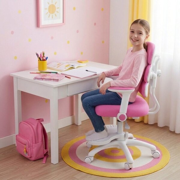 Dětská rostoucí židle Neoseat KIDDY THREE — látka, pratelný potah, tmavě růžová