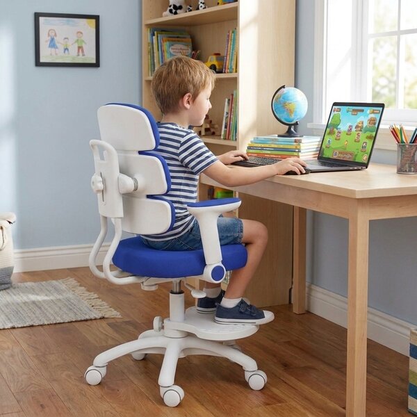 Dětská rostoucí židle Neoseat KIDDY THREE — látka, pratelný potah, tmavě modrá