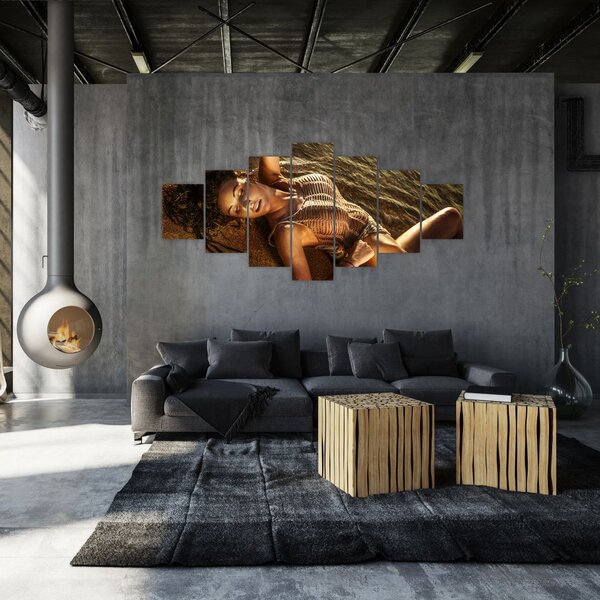 Obraz ženy ležící na pláži (210x100 cm)