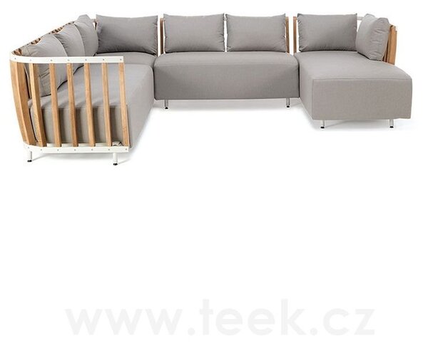 Ethimo Rohový modulový díl Swing, Ethimo, 83x83x77 cm, rám lakovaný hliník barva Sepia Black, teakové dřevo, bez polstrů