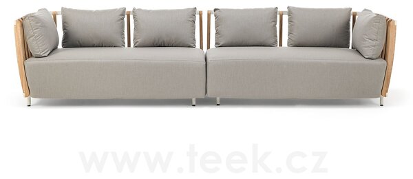 Ethimo Pravostranný ukončovací/rohový modulový díl Swing, Ethimo, 162x83x77 cm, rám lakovaný hliník barva Sepia Black, teakové dřevo, bez polstrů