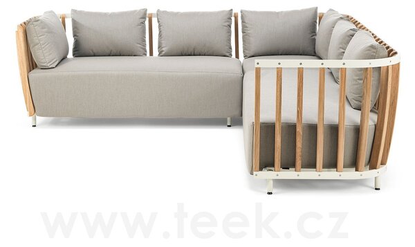 Ethimo Pravostranný ukončovací/rohový modulový díl Swing, Ethimo, 162x83x77 cm, rám lakovaný hliník barva Sepia Black, teakové dřevo, bez polstrů