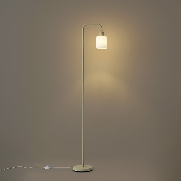 Skandinávská stojací lampa béžová s bílým sklem - Wisp