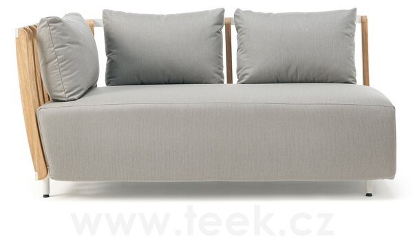Ethimo Pravostranný ukončovací/rohový modulový díl Swing, Ethimo, 162x83x77 cm, rám lakovaný hliník barva Sepia Black, teakové dřevo, bez polstrů