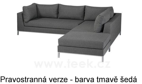 Persoon Sedací sestava pravostranná Sicilie, Persoon, 262x246x60 cm, venkovní látka (Nanotex) tmavě šedá (stone grey), výplň pěna+voděodolný potah sedáků, 3 díly