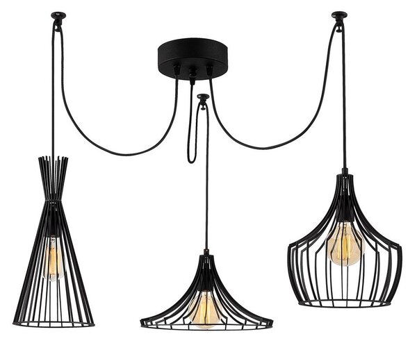 Černé závěsné svítidlo s kovovým stínidlem Mezopotamya – Opviq lights
