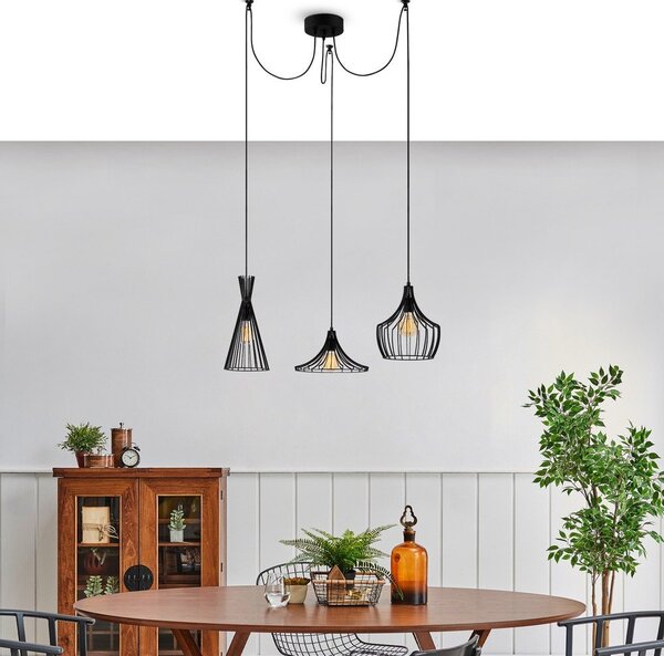 Černé závěsné svítidlo s kovovým stínidlem Mezopotamya – Opviq lights