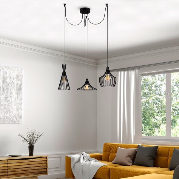 Černé závěsné svítidlo s kovovým stínidlem Mezopotamya – Opviq lights