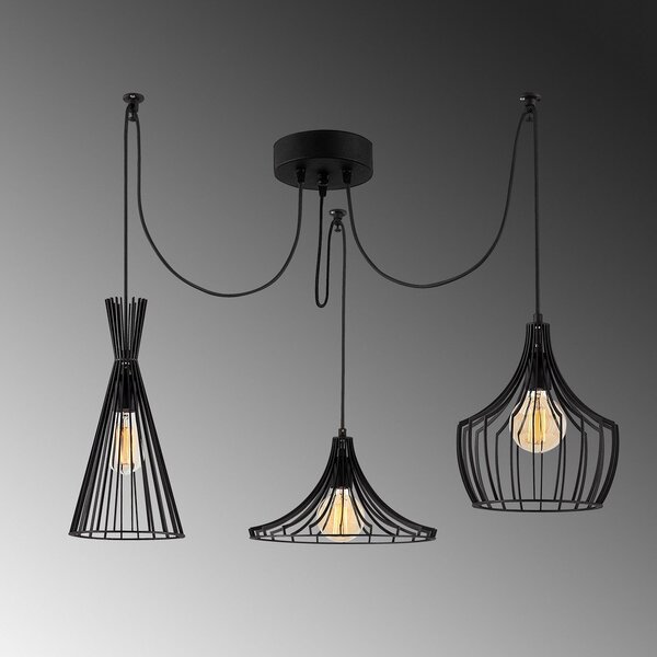 Černé závěsné svítidlo s kovovým stínidlem Mezopotamya – Opviq lights