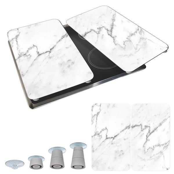 Sada 2 skleněných krytů na sporák Wenko Marble, 52 x 30 cm