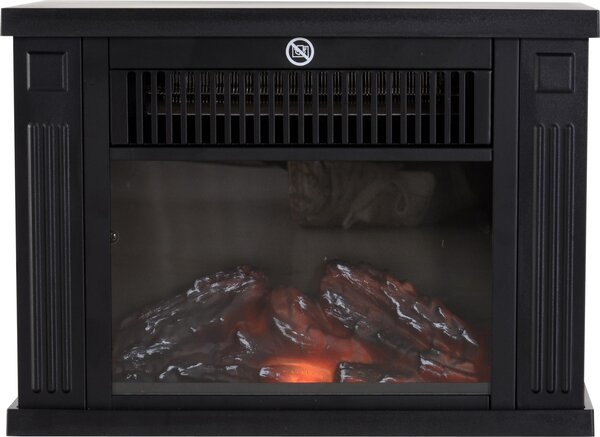 Moonbite Elektrický krb 34 × 17 × 25 cm, model 5, nástěnný krb, lze umístit i samostatně, s efektem plamene, topný ventilátor 600/1200 W, lze ovládat samostatně, plast, černá barva