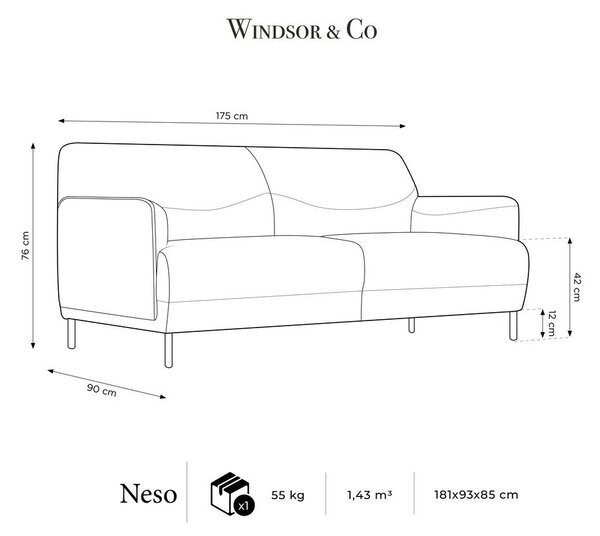 Tyrkysová pohovka Windsor & Co Sofas Neso, 175 cm