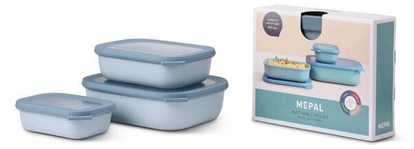 Set misek Rectangular, 500+1000+2000ml, Mepal, světle modrý