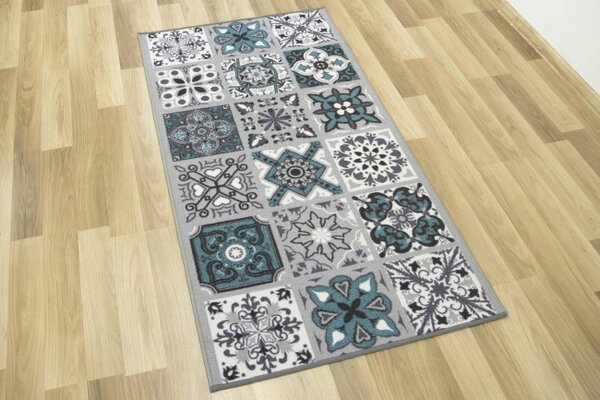 Protiskluzový koberec/ běhoun Patchwork tyrkysový