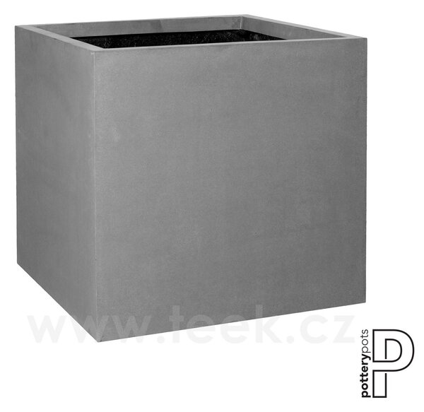Pottery Pots Venkovní květináč čtvercový Block XXL, Grey (barva šedá), kolekce Natural, kompozit Fiberstone, d 70 cm x š 70 cm x v 70 cm, objem cca 343 l