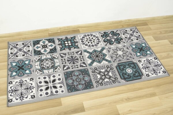 Protiskluzový koberec/ běhoun Patchwork tyrkysový