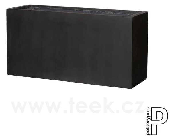 Pottery Pots Venkovní květináč obdélníkový Jort S, Charcoal cement (barva tmavě šedá), kolekce Cement, materiál Ficonstone, d 80 cm x š 30 cm x v 40 cm