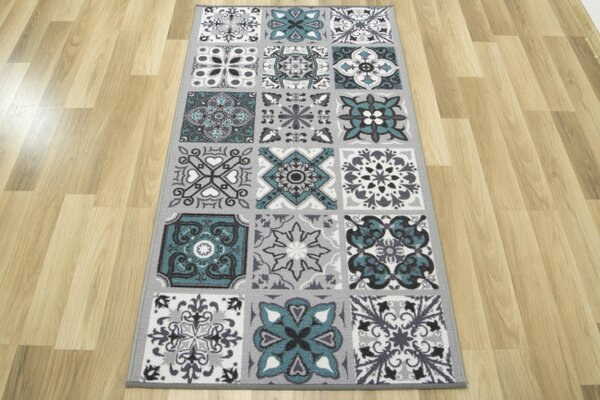 Protiskluzový koberec/ běhoun Patchwork tyrkysový